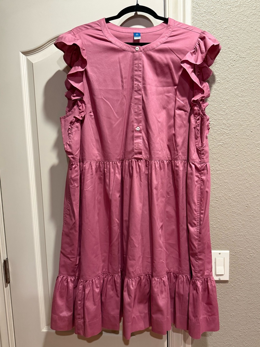 Old Navy Mauve Tiered Ruffle Sleeve Dress 100% Cotton Shirt